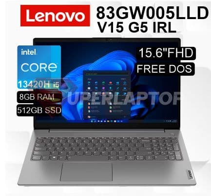 LAPTOP LENOVO V15 G5 IRL INTEL CORE I5-13420H 8GB 512GB SSD 15.6" FHD 60HZ FREE DOS (83GW005LLD)