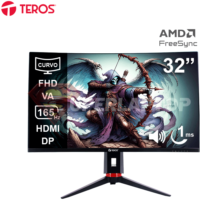 Monitor Curvo Gaming Teros TE-3215G, 31.5" FHD VA, 165Hz, 1ms, HDMI, DP, Audio Out