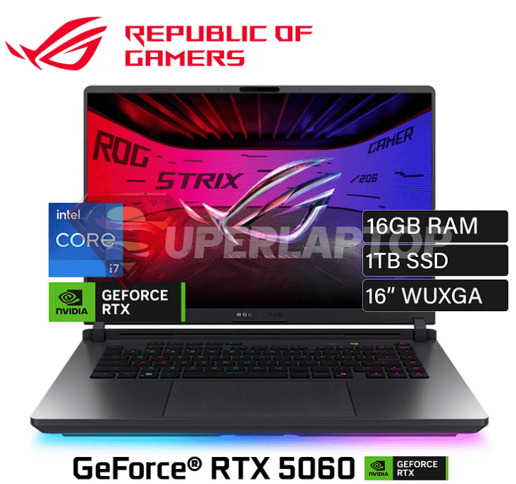 LAPTOP ASUS ROG STRIX G16 G615JMR-AS74 INTEL CORE I7-14650HX 16GB 1TB SSD RTX 5060 8GB 16" FHD+ 165HZ WIN11 HOME (90NR0LB1-M000M0)
