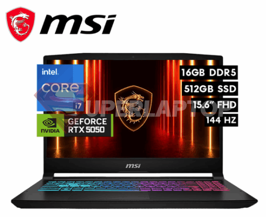 LAPTOP MSI KATANA 15 B14WEK-001US INTEL CORE I7-14650HX 16GB 512GB SSD RTX 5050 8GB 15.6" FHD 144HZ WIN11 HOME (9S7-1587C1-679)