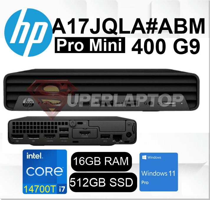 MINI PC HP PRO MINI 400 G9 INTEL CORE I7-14700T 16GB 512GB SSD WIN11 PRO REMANUFACTURADO (A17JQLA#ABM)