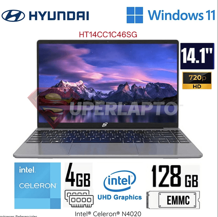 LAPTOP HYUNDAI HYBOOK PLUS 14 HT14CC1C46SG INTEL CELERON N4020 4GB 128GB EMMC 14" HD WIN11 HOME S