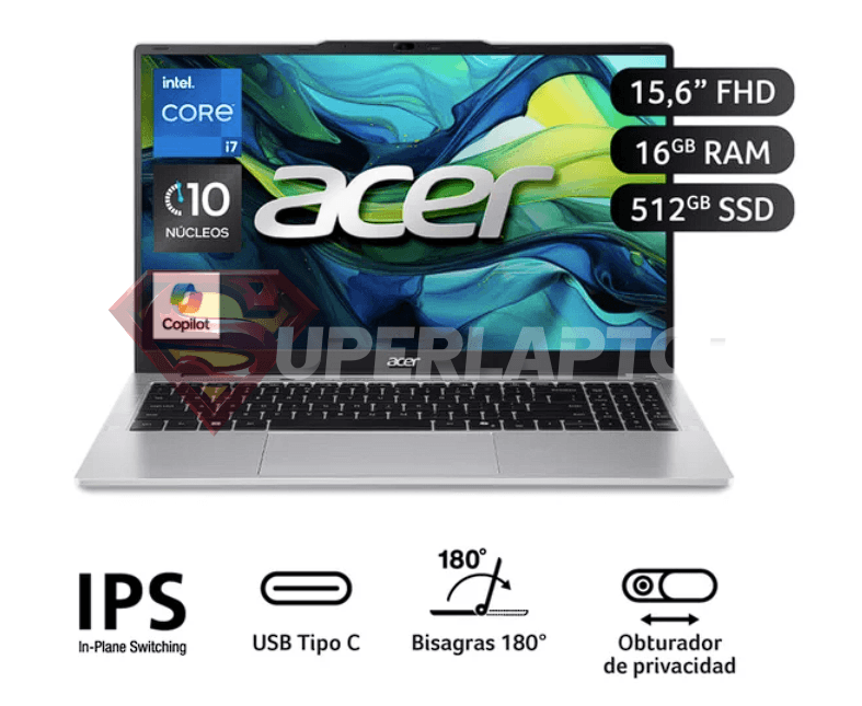 LAPTOP ACER ASPIRE LITE AL15-72P-7948 INTEL CORE I7-13620H 16GB 512GB SSD 15.6" FHD 60HZ WIN11 HOME (NX.D4CAL.009)