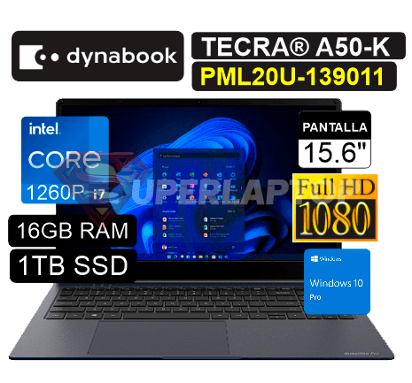 LAPTOP DYNABOOK TECRA A50-K PML20U139011 INTEL CORE I7-1260P 16GB 1TB SSD 15.6" FHD 60HZ WIN10 PRO (PML20U-139011)